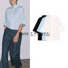 Summer New Product Women's Clothes Decorated Row Button Straight-leg Hem Lapel Short Sleeve Casual Temperament Shirt 3732927
