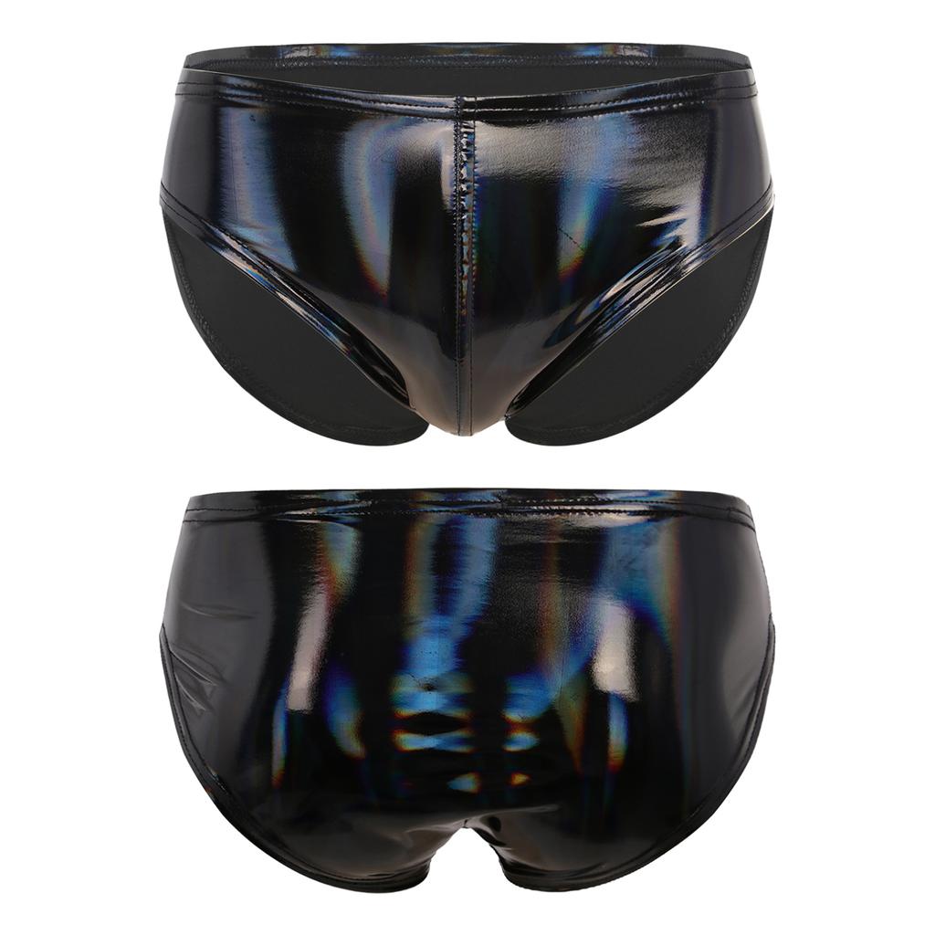 Mens Wet Look Patent Leather Briefs Underwear Male Underpants Club Pole Dancing Costume