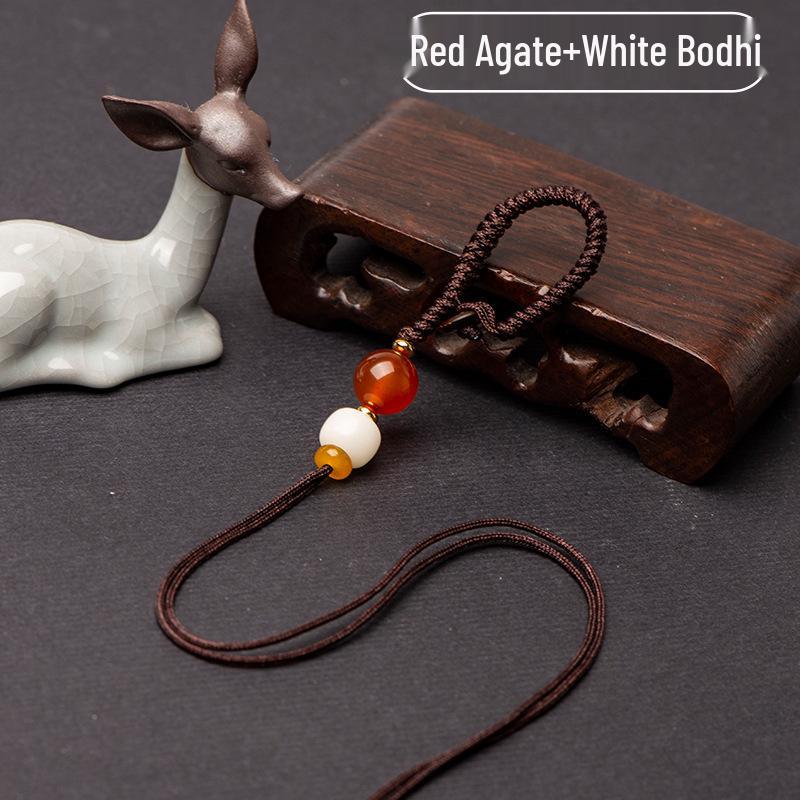 Handgeknüpfter Diamantknoten Auto-Schlüsselanhänger mit Messinganhänger und Jade-Akzent