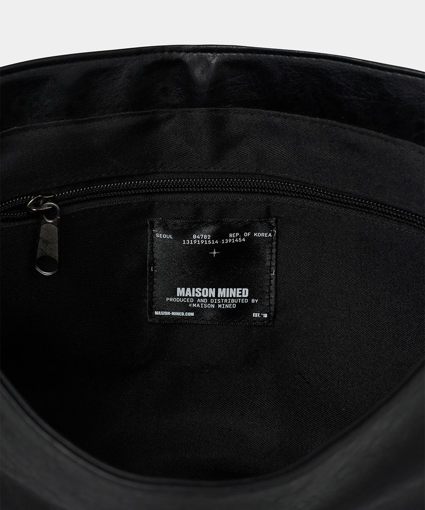 Maison Mined Crack Leather Cross Bag Black