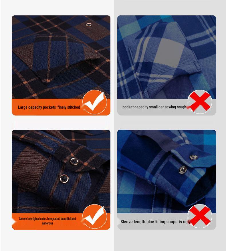 Men's Retro Plaid Fleece-lined Winter Shirt - Thick, Warm, Long-sleeved Casual Top for Middle-aged and Elderly