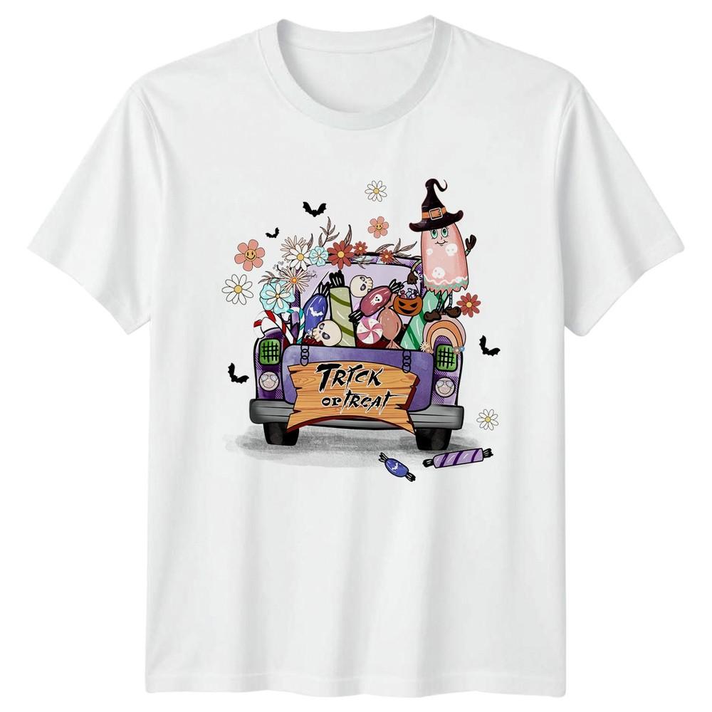 Trick Or Treat Unisexs TShirt Pink Ghost Halloween Halloween Gift For Her S