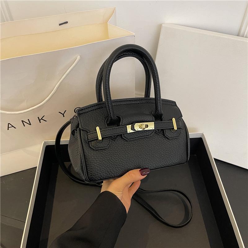 Ny high-end litchimønster klassisk platinaveske bærbar skulder skrå crossbody dameveske