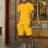 Men's Summer Sports Two-Piece: Solid Color Shorts & Short-Sleeve T-Shirt with Custom Logo Option
