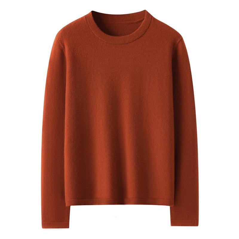 Women's 100% Pure Cashmere Loose Fit Round Neck Sweater - Simple, Versatile, Solid Color Fashion.