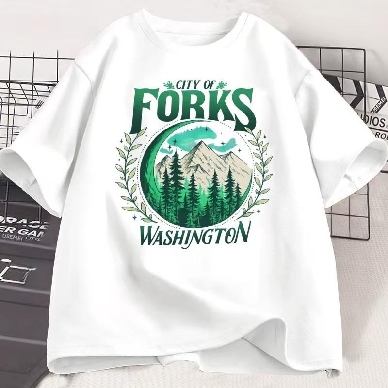 Twilight City Forks Washington Cotton Sleeve Vintage Y2k Twilight Halloween Tee New Moon Rainforest Tops 2026 Summer T Shirt S