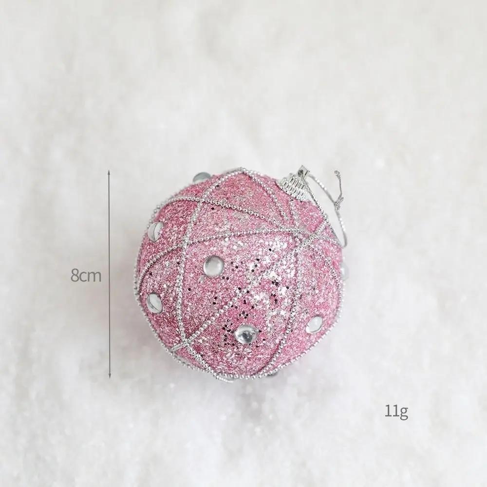 Pink Christmas Tree Ornaments Foam Ball Bow Tree Top Star Shatterproof Xmas Tree Hangings Pendant DIY Xmas Decorations