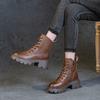 Small heel brown British Martin boots women's summer thin thick-soled breathable retro comfortable women's boots