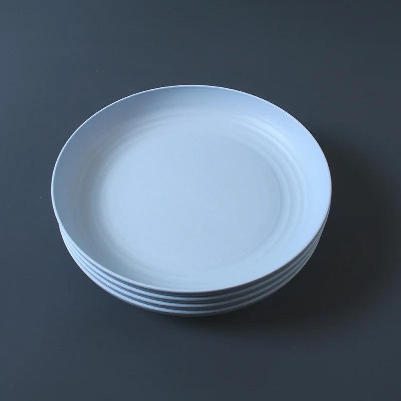 LMETJMA 4Pcs Lightweight Wheat Straw Plates Unbreakable Reusable Dinner Dishes Set Dishwasher & Microwave Safe JT93