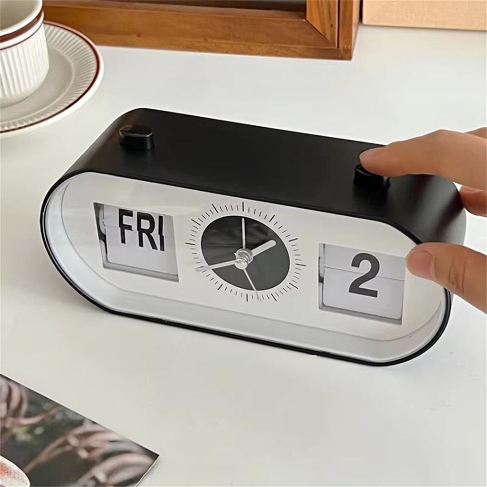 Manual Page Turning Clock Desk Alarm Clock Calendar Clock Home Decoration