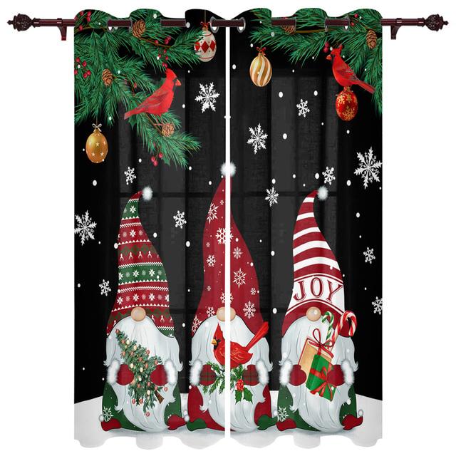 Christmas Tree Snowman Snowflake Window Curtains for Bedroom Luxury Kitchen Curtains Living Room Christmas Curtains
