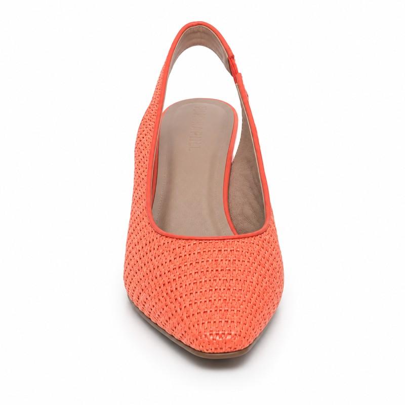 Zapato Destalonado De Tacón Bajo Para Mujer, Color Naranja. Montevita Veronaza 105303