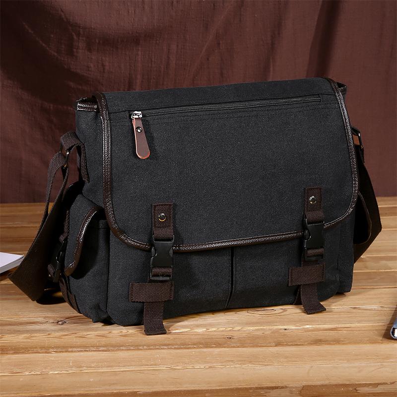 Retro Canvas Crossbody Bag for Men Large Capacity Messenger Shoulder Bag Multi Pocket Briefcase Satchel