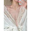 Lace Shirts Women Vintage Sexy V Neck Bandage Blouses Summer Fairy Korean Patchwork Long Sleeve Casual