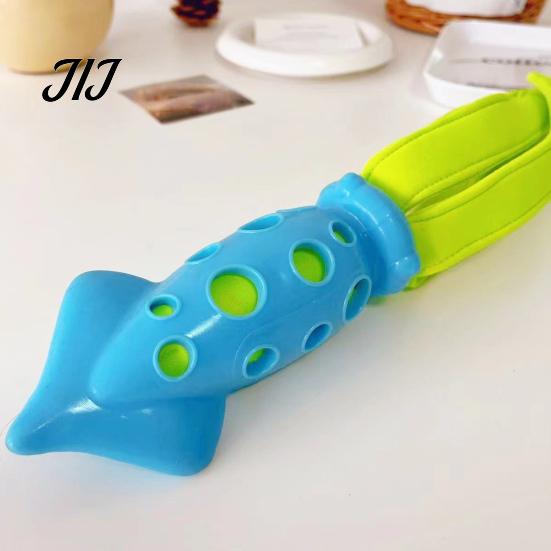 Durable Dog Chew Toys Octopus Squid Toy, Interactive Tug Squeaky Pet Molar Toy with Washable Squeak for Pets Fabric Strips, Waterproof Dogs,