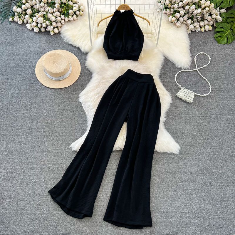 Off-the-Shoulder Seaside Holiday Slim Looking Straight-leg Fashion Suit
