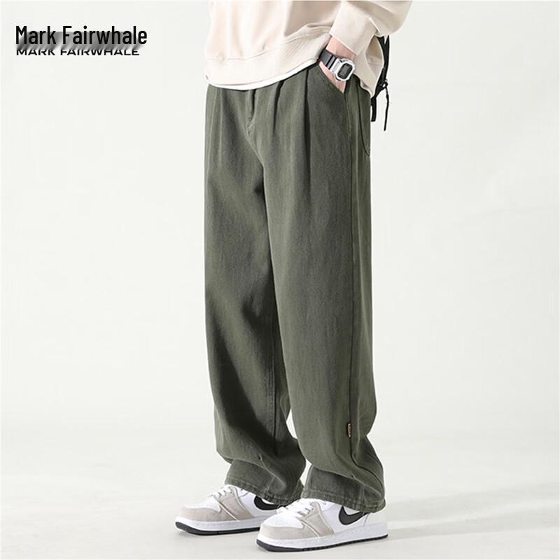 MARK FAIRWHALE Men's Winter American Casual Loose Wide-Leg Long Pants