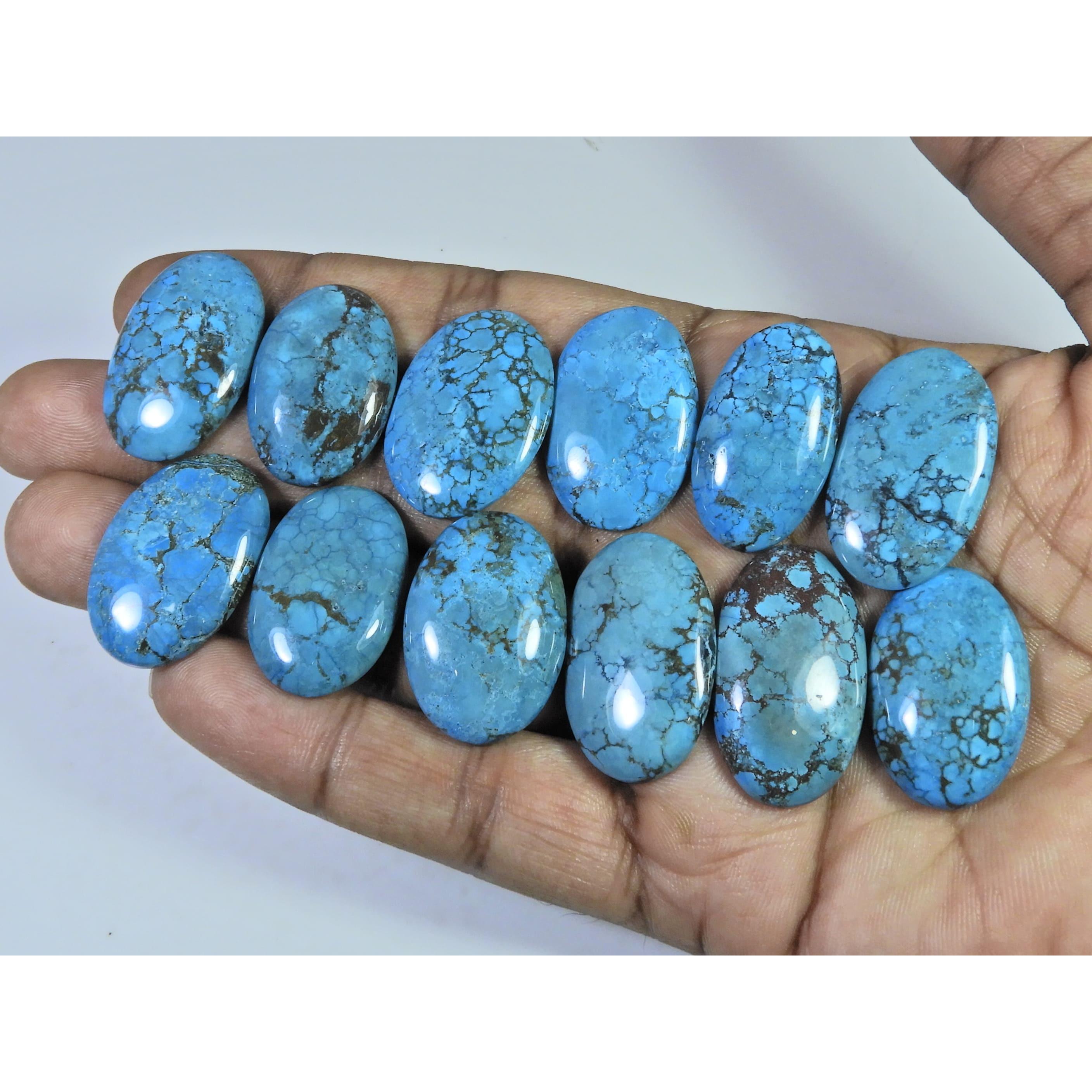 Colour Enhanced Magnesite Turquoise Oval Cabochon Loose Gemstone 12Pcs Lot C-2078