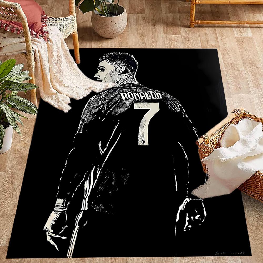 Ronaldo's Legendarische Nummer 7 Thema Anti-Slip Vloerkleden - Polyester Woondecoratie, Geschikt voor Slaapkamers, Woonkamers, Entrees, Studio's en Decoraties