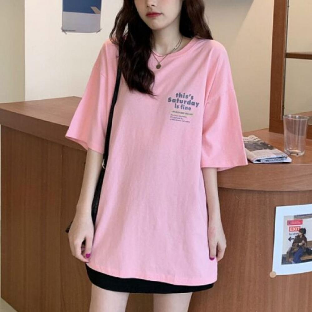Navava Women 1 + 1 LeTTering Loose FiT ShorT Sleeve T shirT nT2637