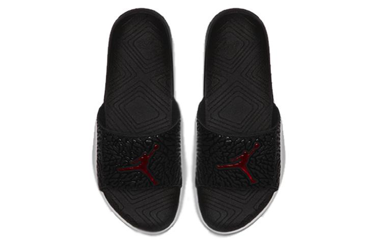 Air Jordan Hydro 7 V2 Black Red Burst Crack Slippers 'Black' BQ6290-016