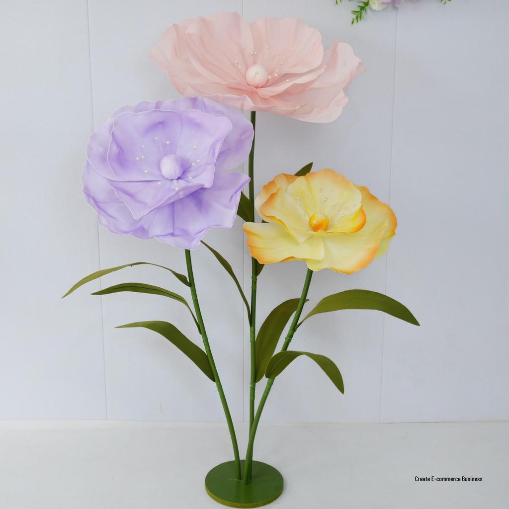 Large Poppy Paper Flower Art Stand for Weddings & Displays
