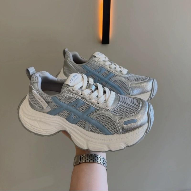

Single mesh breathable dad shoes women s 2025 summer new lightweight 6cm heightening platform sneakers 35 синий