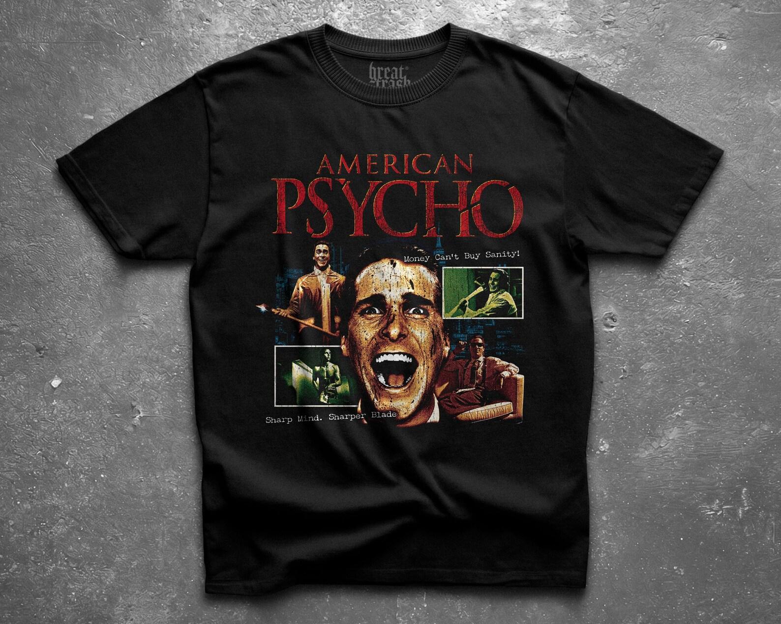 American Psycho T-Shirt, Patrick Bateman Horror Movie Tee, Cult Film Graphic Shirt, Dark Aesthetic Vintage Horror Collage Tee, bootleg tee 2XL