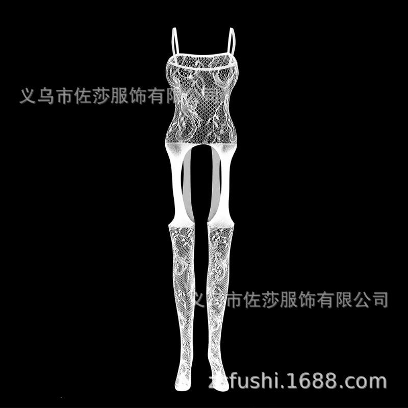 Sex Underwear Black Large Size Sexy Suspender One-piece Sexy Jacquard Open-file Mesh Suit