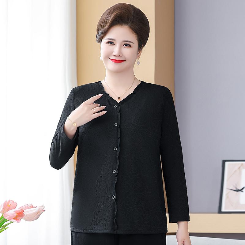 Plus Size Spring Autumn Mid-Age Women s Loose Long Sleeve T-Shirt Shirt Tops Female Clothing 2XL
