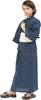 Yukata Cotton Linen Set Heko for Boys Indigo X Heko [KYOETSU] Set, Willow, Fabric, 2-piece (yukata, Obi) (110, G-12 Obi, Off-white)