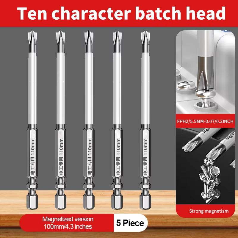 Non-slip Cross Screwdriver Set Magnetic Batch Head Magnetic Batch Head Impact Screw Driver Bit 65mm  110mm