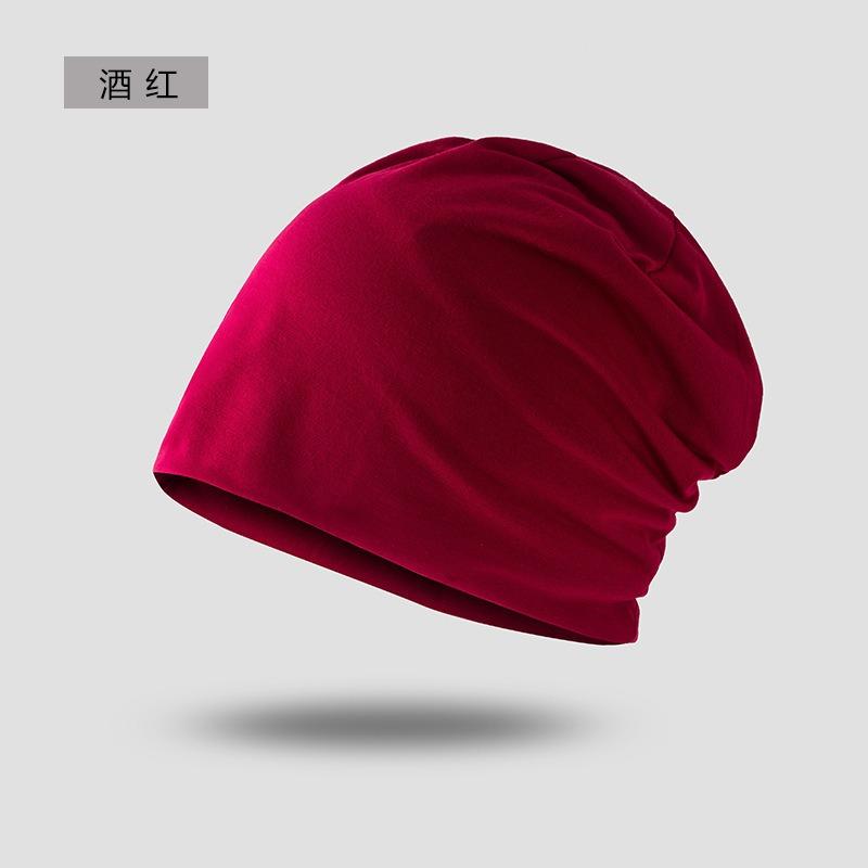 Autumn and winter thin plaid stack hat women's fashion versatile sports headscarf sweating solid color breathable cold hat men