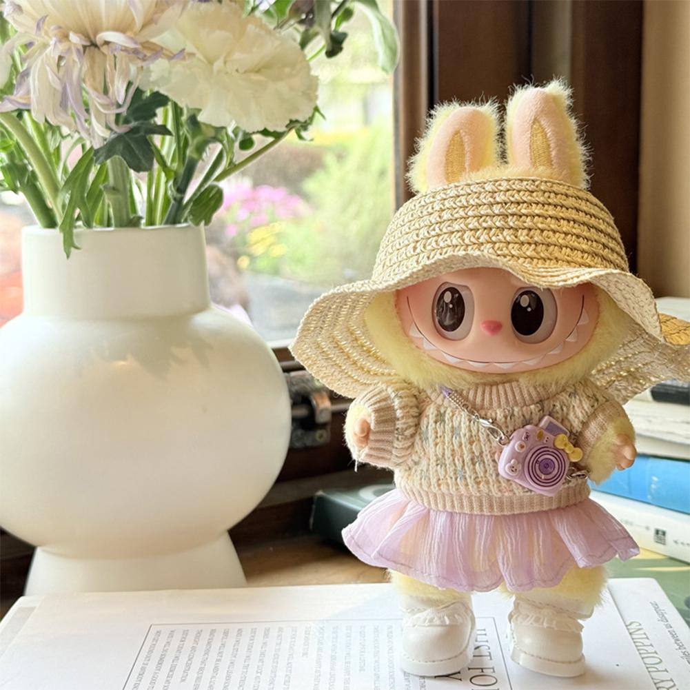 For 17cm Labubu Doll Clothes Fashion Clothes Dresses Doll Clothes Color Match Sweater Dolls Accessories Cute Decoration Little Clothes