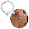 Trendy Metallic Heart Pendant Necklace With Artificial Pearls Alloy Chain Neckpiece For Everyday Wear Party Dates