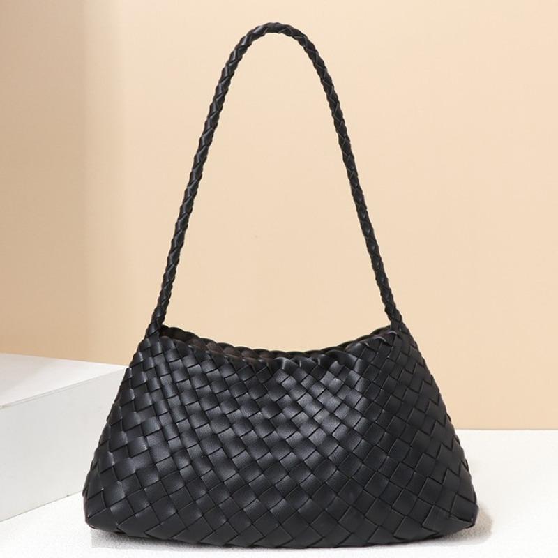 New women's bags, fashionable hand-woven bags, portable vegetable baskets, shoulder bags, personalized crescent bags.