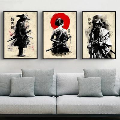 Stampa su tela di Samurai Kabuki giapponese Bushido, poster di arte murale estetica, astratta, per soggiorno, decorazione della casa, Cuadros