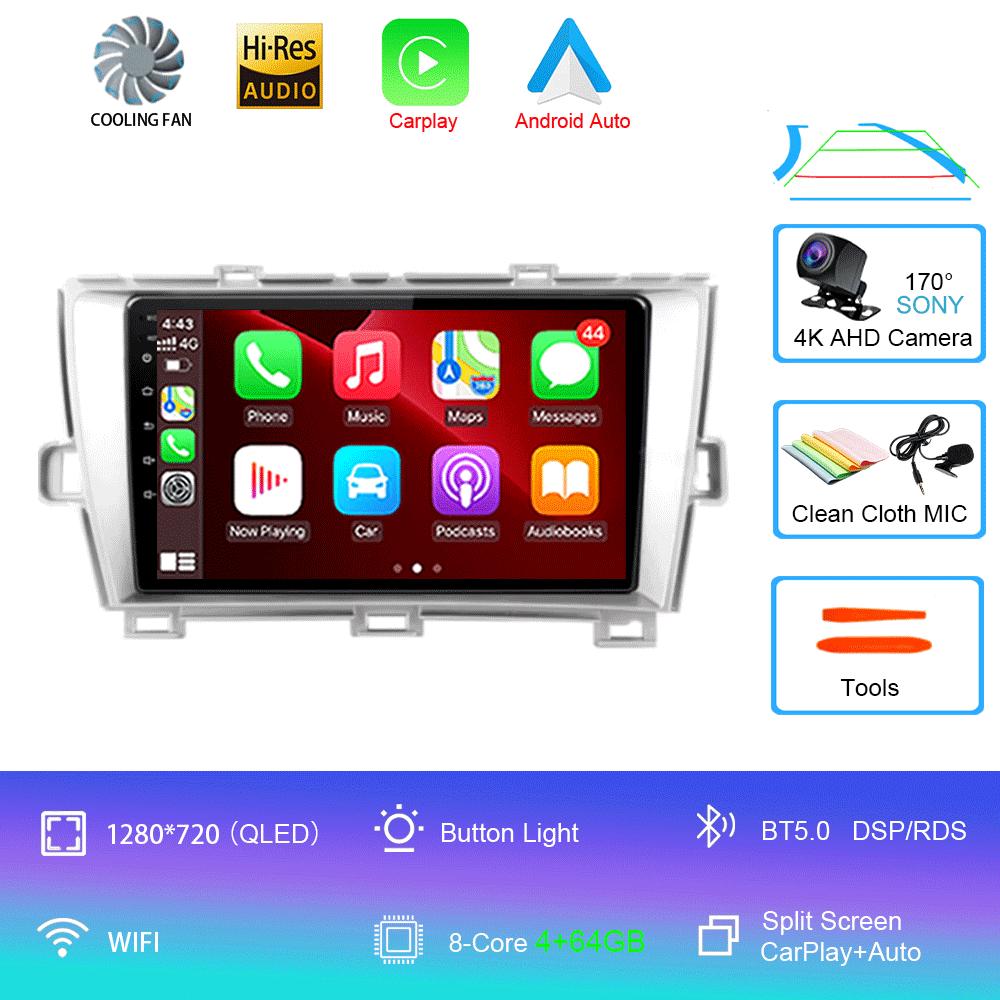 Car Radio Android 14 Carplay For Toyota Prius XW30 2009 2010 2011 - 2015 Navigation GPS Multimedia Player wifi+4G BT Auto 2 DIN