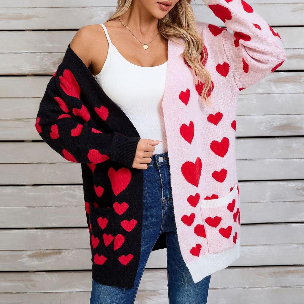 Women's Casual Fashion Cardigan Heart Sweater Knitted Cardigan Bottoming Shirt