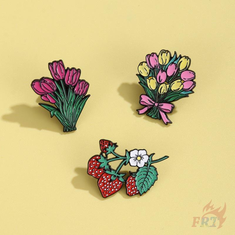 6Pcs/Set Beautiful Flowers. Bouquets Series 01 Brooches - Doodle Enamel Backpack Button Pins Badges
