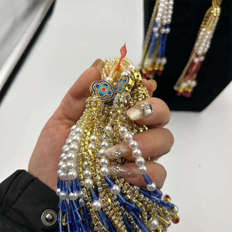 Handmade Wedding Groomsmen Hanfu Embroidery Zipper Tassel Cheongsam Pendant Diy Hairpin Bead Stringing Adult Alloy Glass