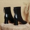Fashion Autumn and Winter New Mid-leg Fashion Boots Square Head Thick Heel Thin Boots Brown French Ankle Boots