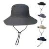 Sonnenhut für Herren Damen Breiter Rand Anglerhut Verstellbares Winddichtes Seil Sonnenschutzhut Atmungsaktiver Sommerhut für Outdoor Reisen Wandern Camping