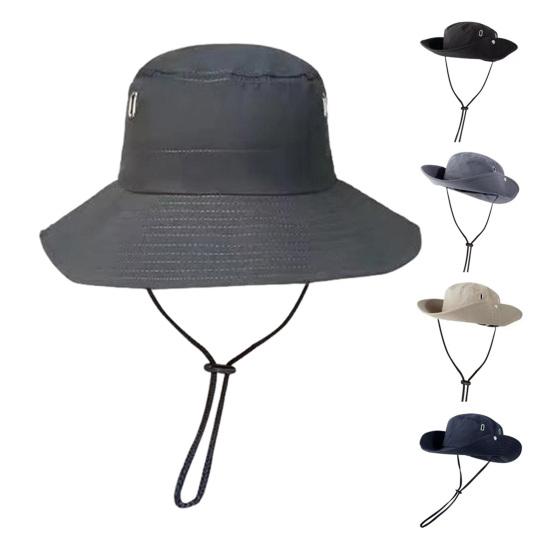 Sonnenhut für Herren Damen Breiter Rand Anglerhut Verstellbares Winddichtes Seil Sonnenschutzhut Atmungsaktiver Sommerhut für Outdoor Reisen Wandern Camping