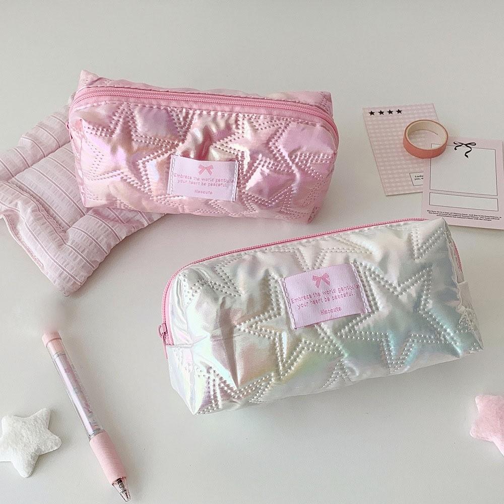 Glossy Star Stationery Bag Korean Style Makeup Bag Sweet Pencil Pouch Kids Children