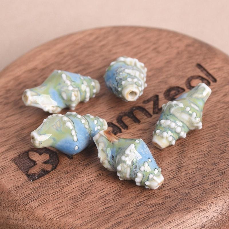 10pcs Ocean Conch Shape 20x11mm Colorful Glazed Ceramic Porcelain Loose Beads For Jewelry Making DIY Crafts Findings