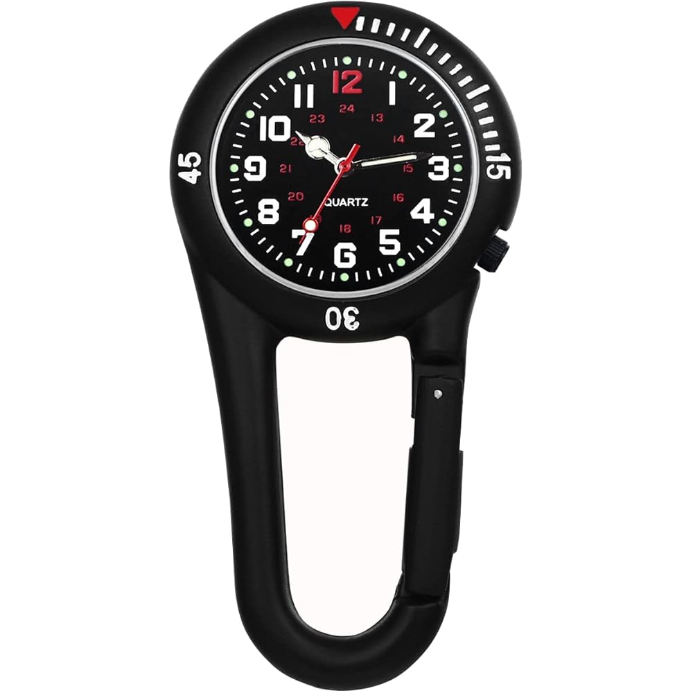 Jewelrywe Sports Watch Analog Waterproof Clip Black with Luminous Feature for Climbing and Outdoor Activities