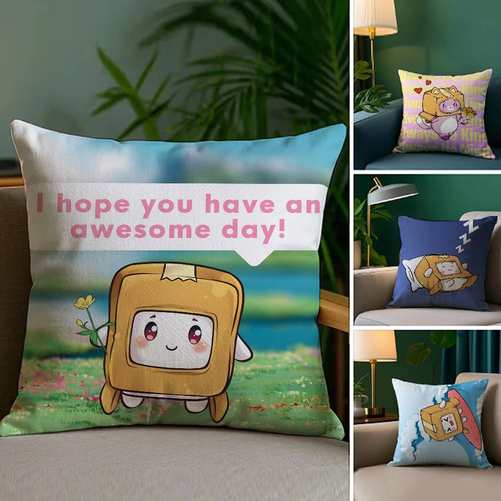 Niedlicher Cartoon-Kissenbezug von L-Lankyboxes-MT, bedruckt, aus gebürstetem Fleece, babyweich, hautfreundlich, umweltfreundlich, Sublimationsdruck