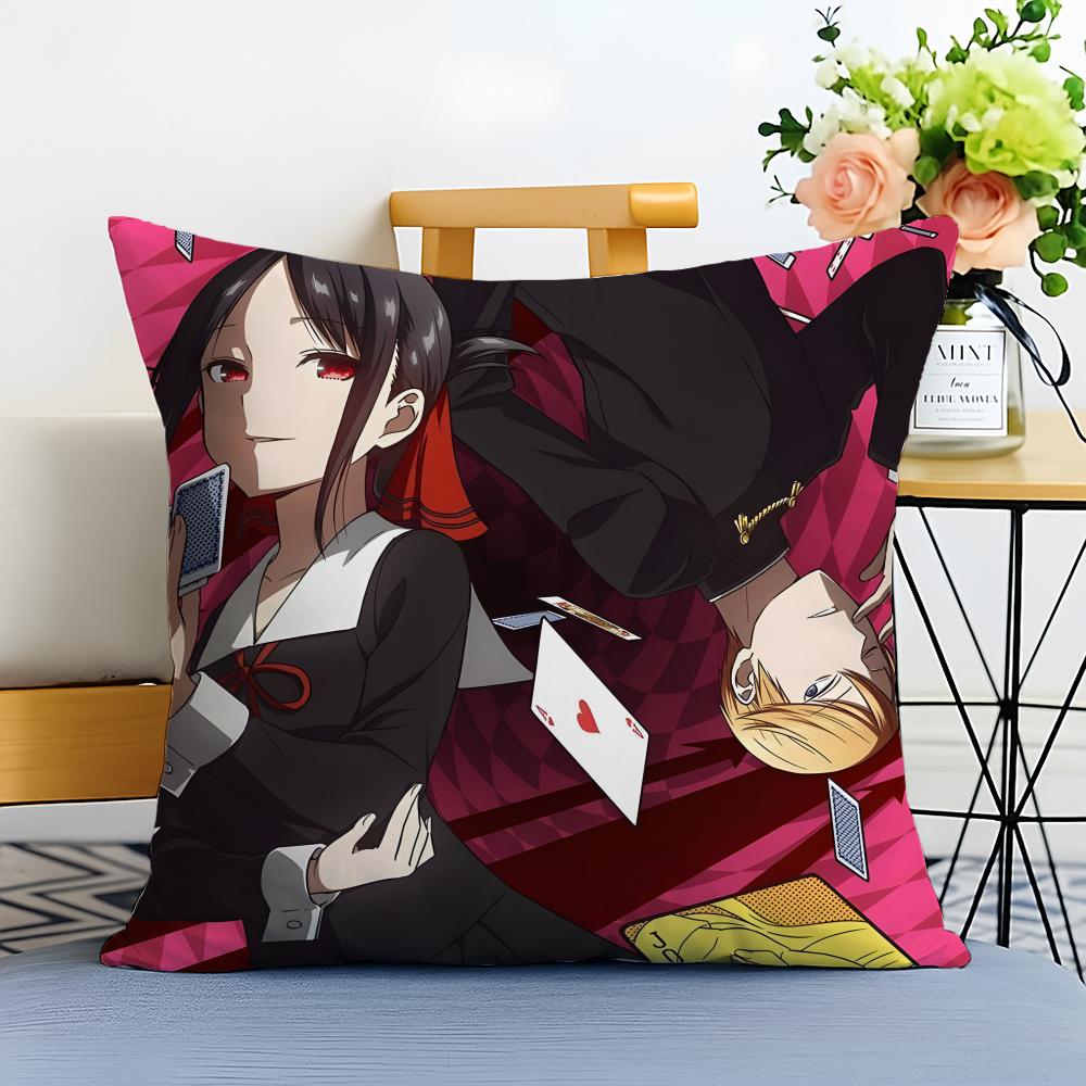 KKaguya sama Love is War Cushion Cover Washable Linen Pillowcase Soft  for Sofa Bed Cozy Home Room Decor
