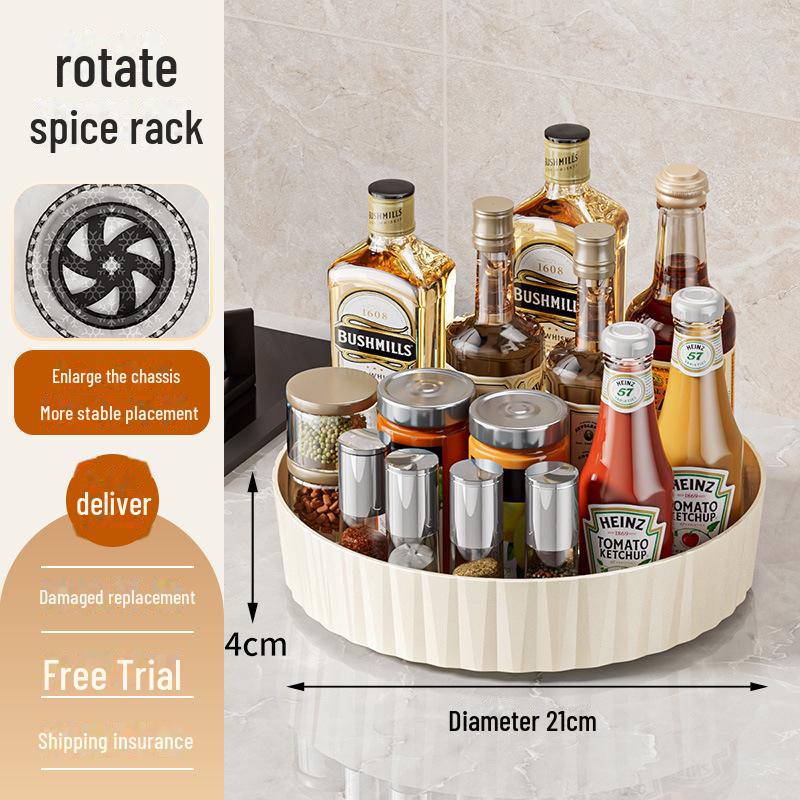 Многофункциональная вращающаяся кухонная стойка для специй - органайзер для хранения специй на столешнице белый